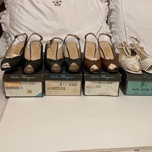 Vintage 1970s Salvatore Ferragamo shoe lot 4 pair
